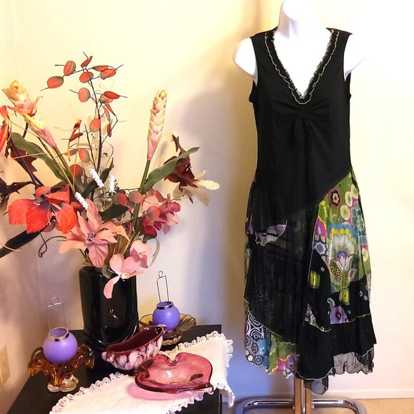 NWT DOLCEZZA Women's Unique Designed Quality Black Summer Maxi Dress Size S 6 - Picture 6 of 9